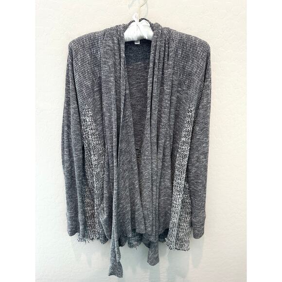UMGEE | Plus Size Gray Ribbed Lightweight Waterfall Open Front Cardigan | 2XL - Picture 1 of 5
